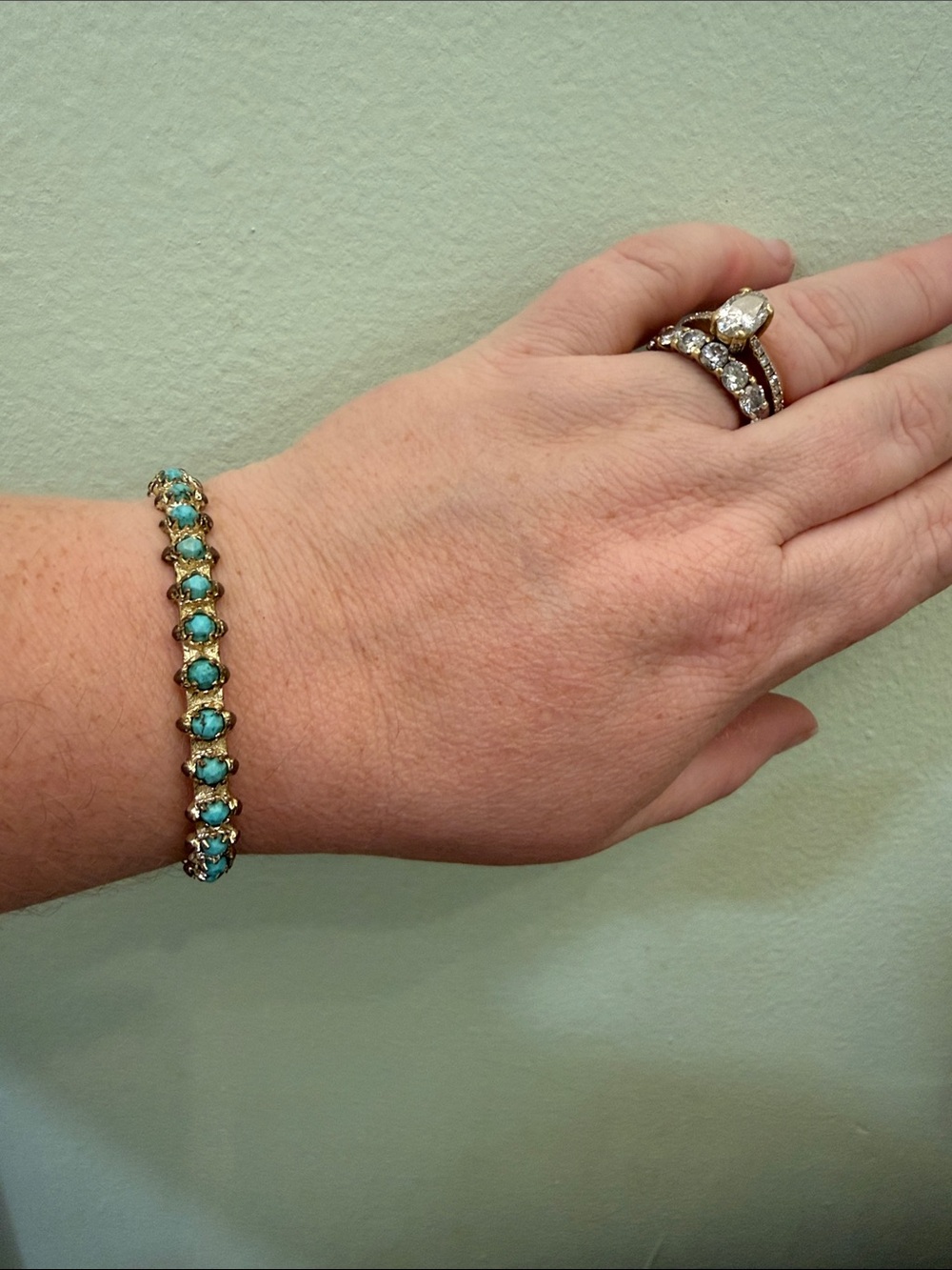 Retired Kendra Scott Vintage-Style Turquoise Gold Cuff Bracelet